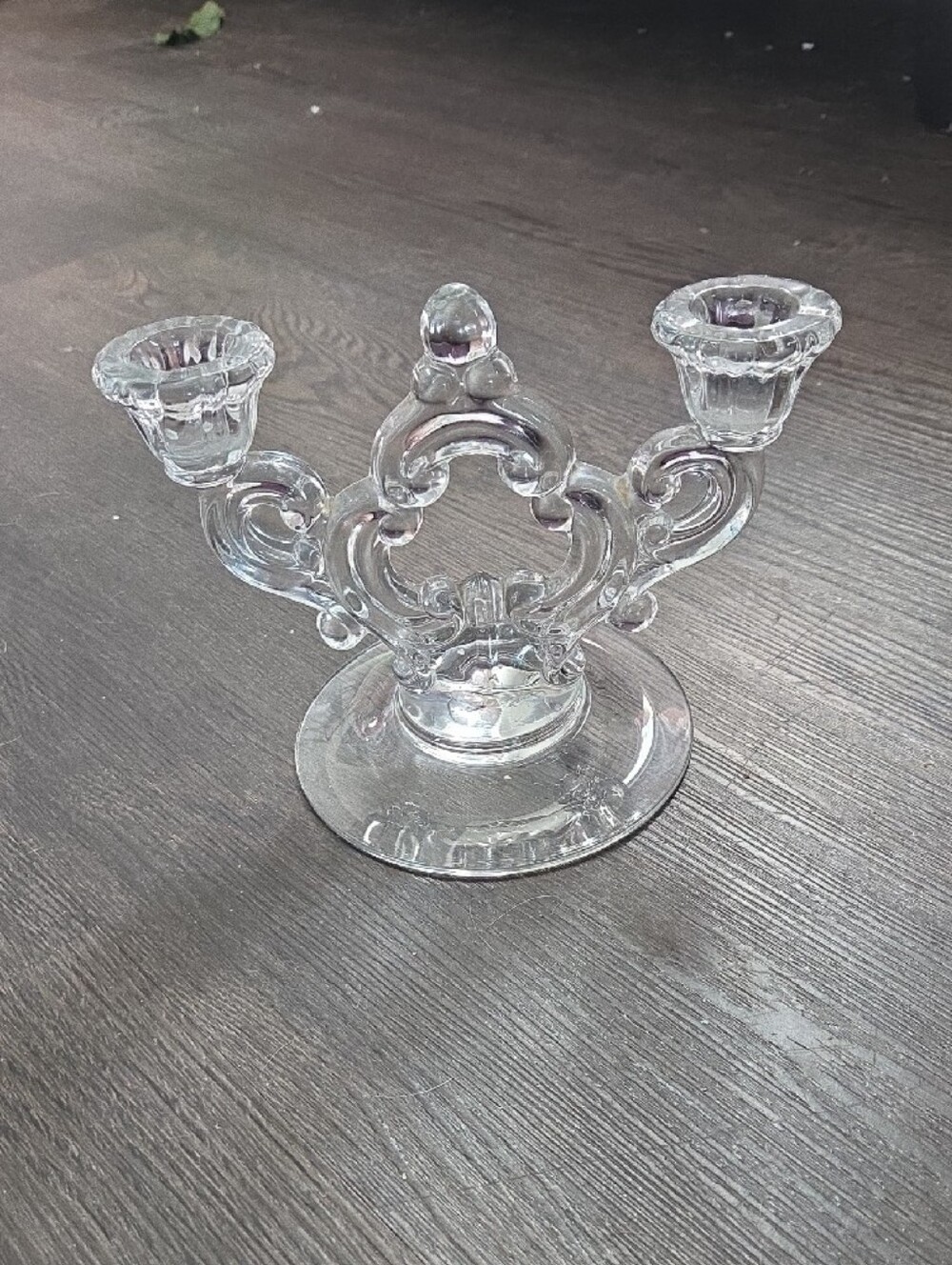 Cambridge Glass Line Keyhole pattern Candlestick Set - Picture 3 of 3